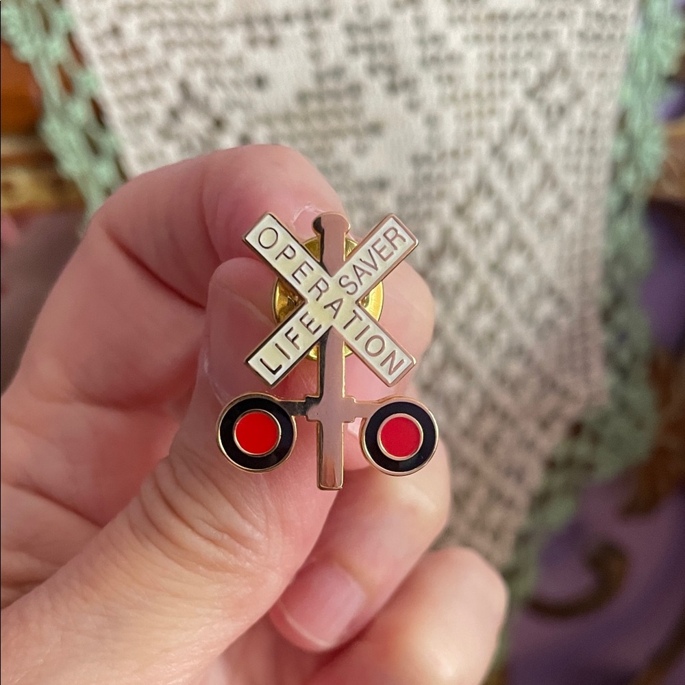 Operation Lifesaver Railroad Tie Tac Lapel Pin